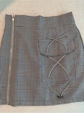 Mags & Pyr Grey Gingham Mini Skirt